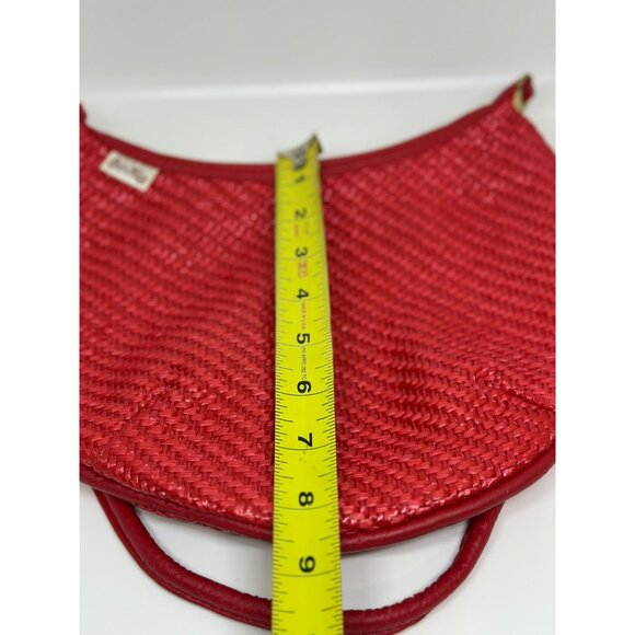 VTG Bob & Alice Women Red Woven Shoulder Bag Gold Accents Zipper Closure Stylish - Picture 7 of 10